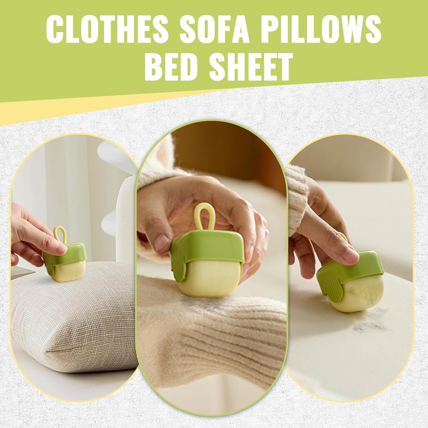 Reusable Lint Roller Mini, Washable Sticky Roller for Travel & Clothes & Furniture & Purse, Portable Pet Hair Lint Remover Ball for Dog Cat Fur (Green)