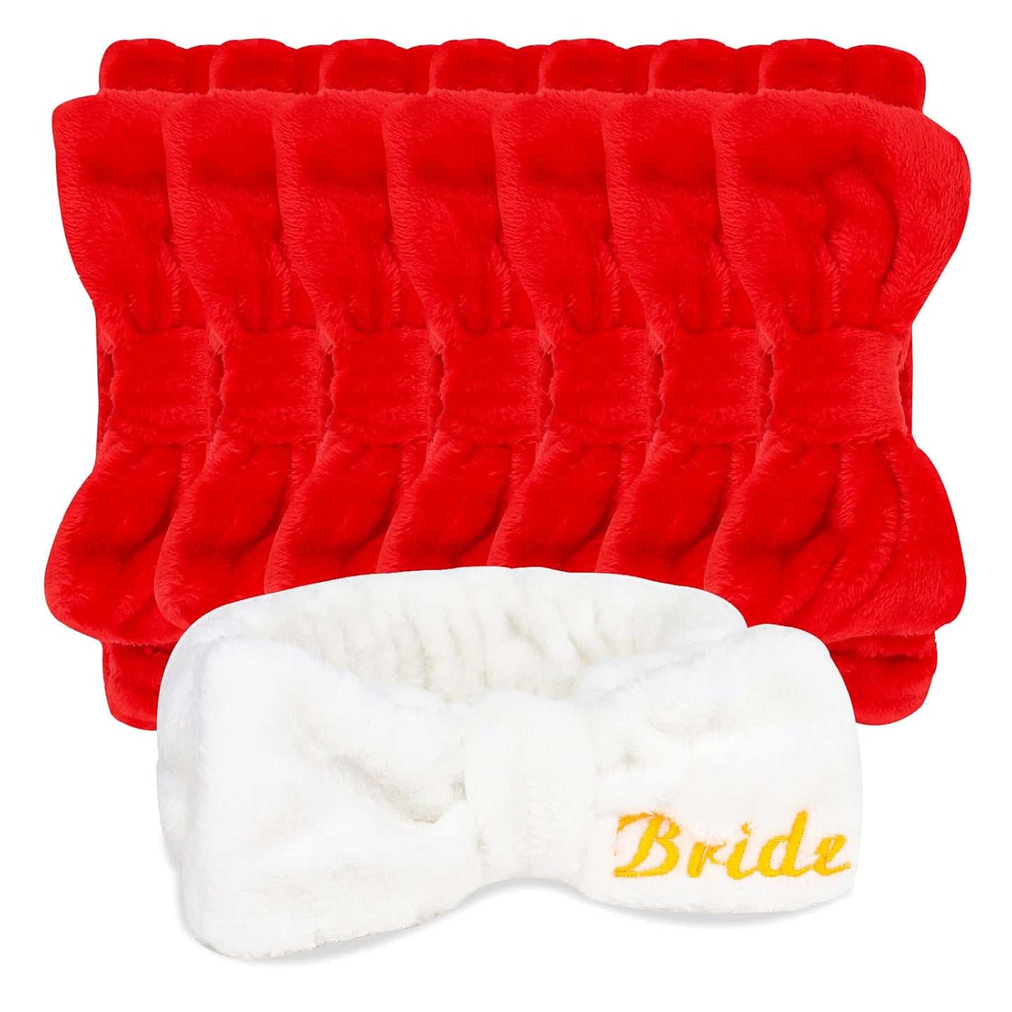 CIEHER Spa Headbands for Bachelorette Party Favors, 8 Pcs Red & White Spa Headbands for Bride & Bridesmaid, Bachelorette Gifts for Bride Skincare Makeup Hair Styling