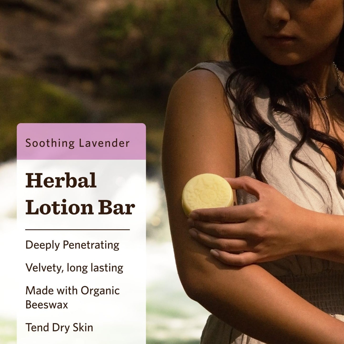 Moon Valley Organics Herbal Lotion Bar in Lavender, Moon Melt Bar, Calendula and Comfrey, Beeswax, Heal and Restore Chapped Skin, Soothing