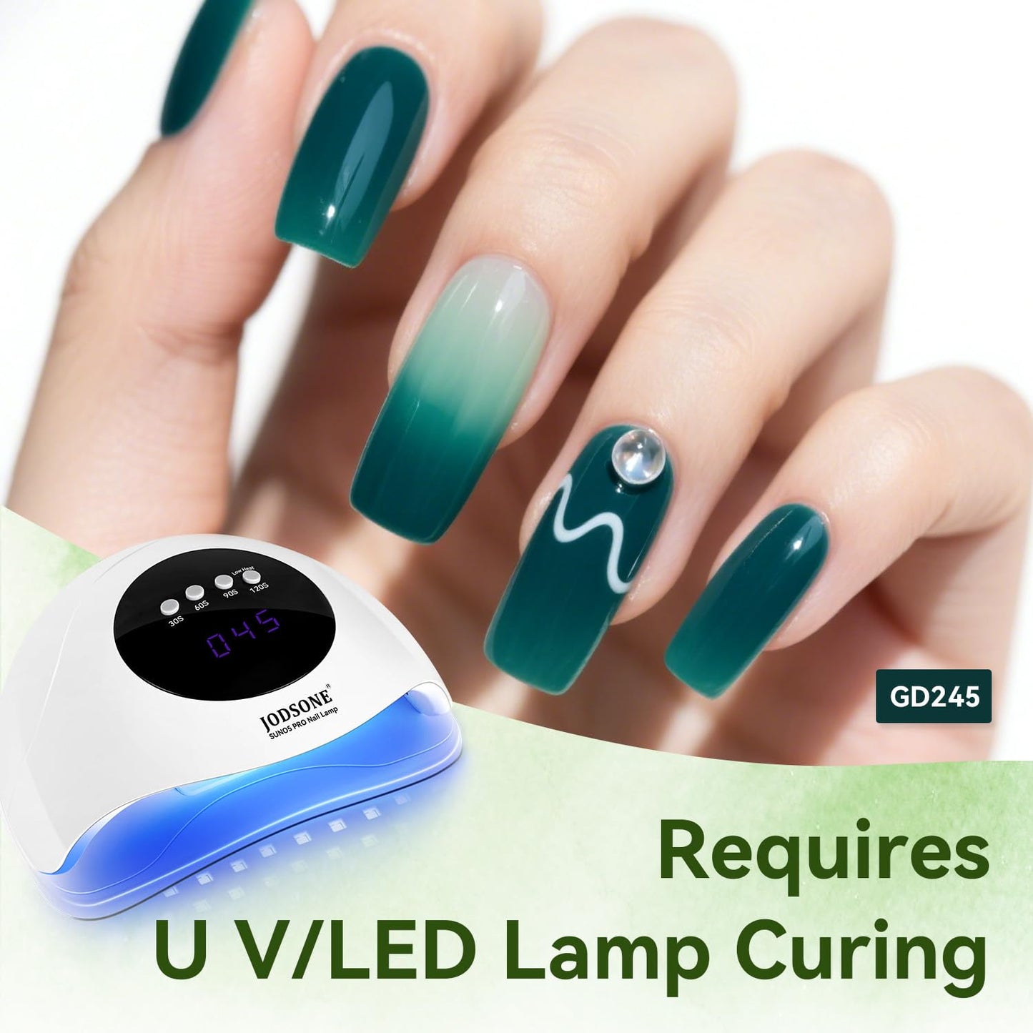 JODSONE Jelly Gel Nail Polish Set of 6 Colors Green Set Need U V Cured for Nail Art Manicure DIY Salon at Home Gift for Women