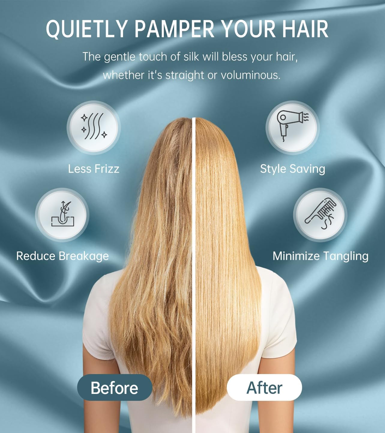 INSSL Silk Pillowcase for Women, Mulberry Silk Pillowcase for Hair and Skin and Stay Comfortable and Breathable During Sleep Silk Pillow Cases (Blue Gray,Standard)