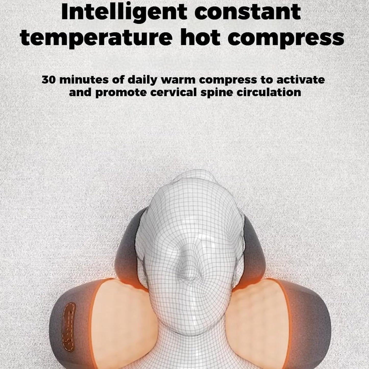 Heapls 3 in 1 Neck Massage Pillow, 3 Function Modes - Traction and Lifting/Bionic Massage/Smart Heat Compress, Massages for Stress Relief & Neck Nervous Alleviation for Office & Home (Grey 1pcs)