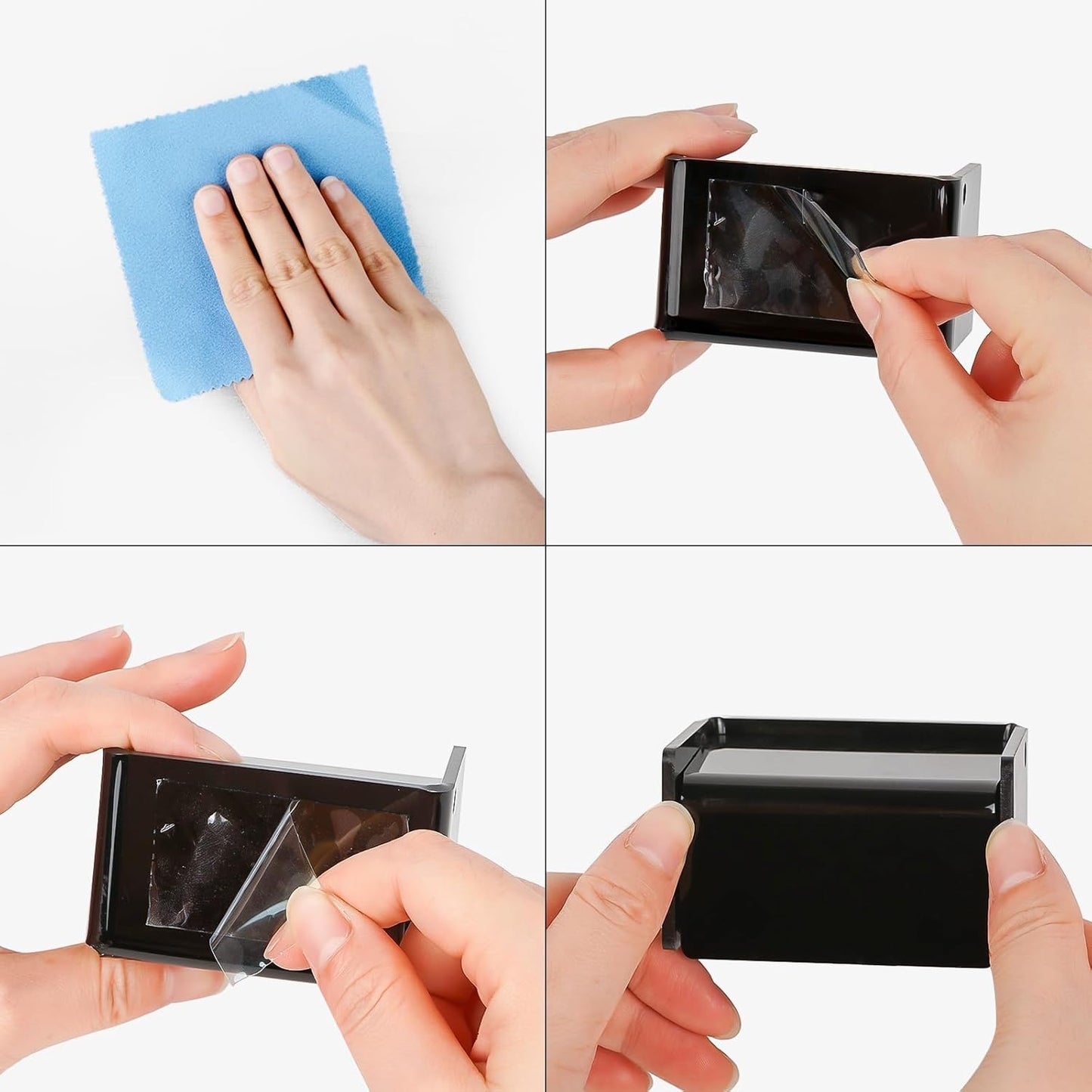 Toothbrush Holder Wall Mounted with Cover for Bathroom, 2 Slots Toothbrush Storage Organizer for Shower, Self Adhesive Toothbrush Hanger Rack for Dorm, Cabinet (Black)