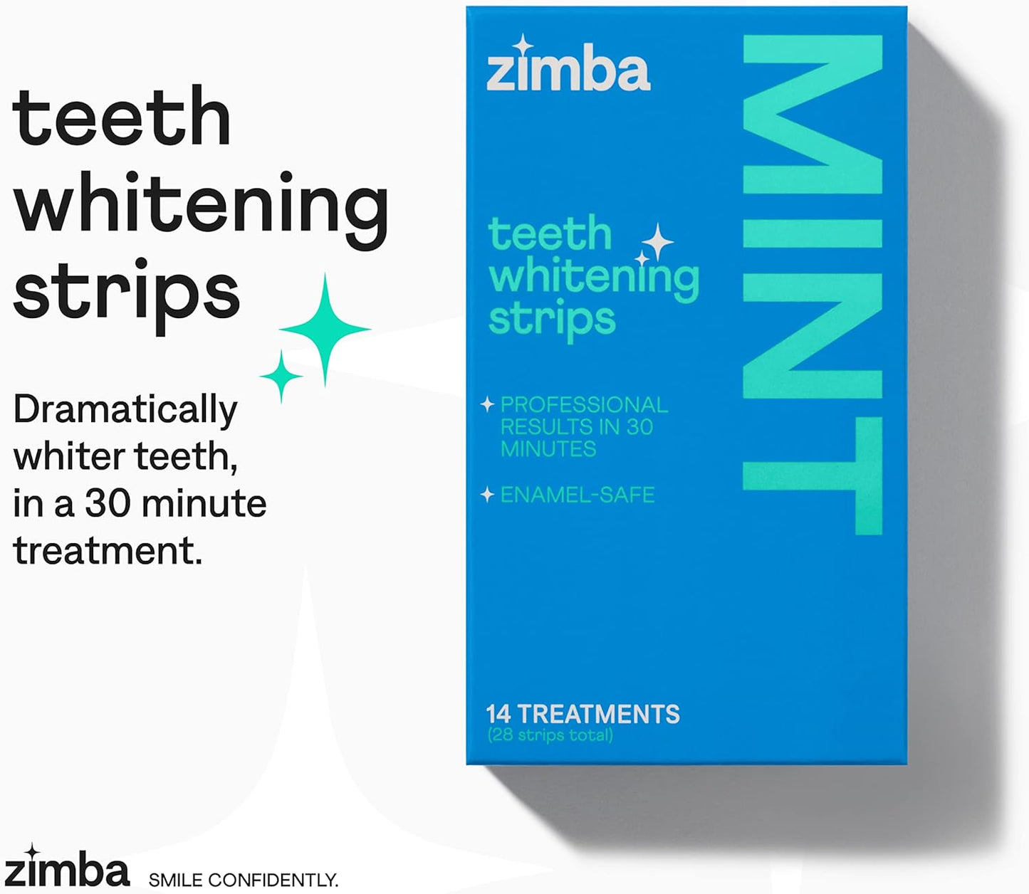 Zimba Watermelon Flavored Teeth Whitening Strips | Vegan, Enamel Safe Hydrogen Peroxide Teeth Whitener for Coffee, Wine, Tobacco, and Other Stains | 14 Day Treatment | Watermelon