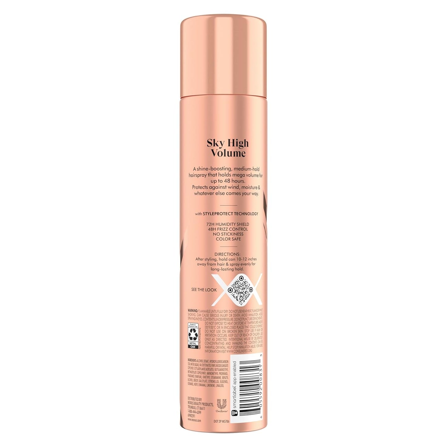 Nexxus Medium-Hold Hairspray XXL Volume for Sky-High Volume & 48H Frizz Control, with StyleProtect Technology 10 oz