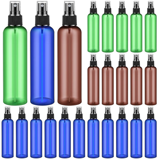 Eccliy 32 Pcs 8 oz Spray Bottles Fine Mist Cleaning Bottles Clear Empty Plastic Travel Sprayer Refillable Sprayer with Cap for Cleaning Solutions Oils Travel Perfumes (Multicolor,Colored)