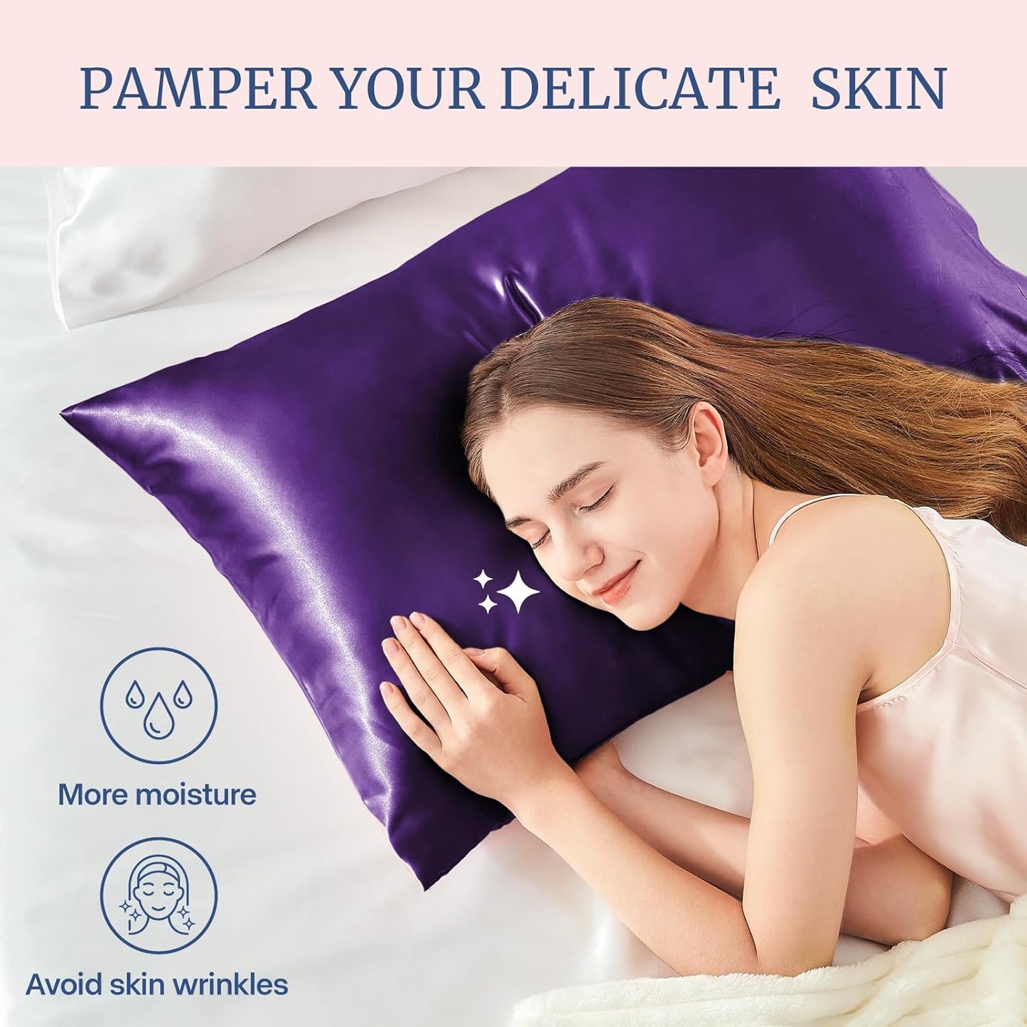 BEDELITE Satin Pillowcase for Hair and Skin, Super Soft Similar to Silk Pillow Cases 4 Pack with Envelope Closure, Cooling Pillowcases for Women Men (20"x30" Queen Size, Plum Purple)