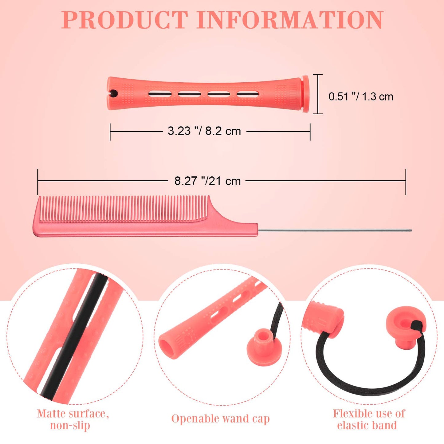 WILLBOND 36 Pieces Cold Wave Rod Hair Perm Rods Hair Rollers Perming Curlers with Steel Rat Tail Comb for Hairdressing Styling