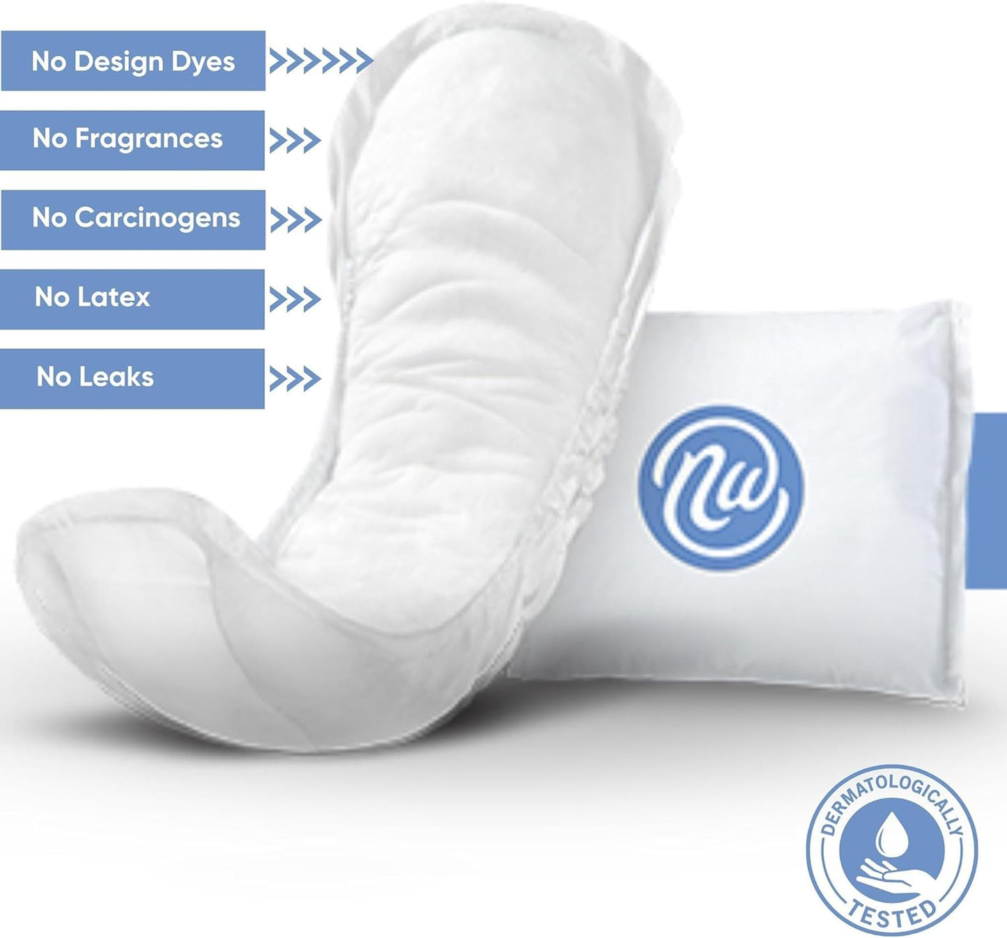 Nexwear Incontinence Pads for Women, Skin-Safe Design, Maximum Absorbency, Disposable, 12 in, 30 Count, 3 Packs, 90 Total