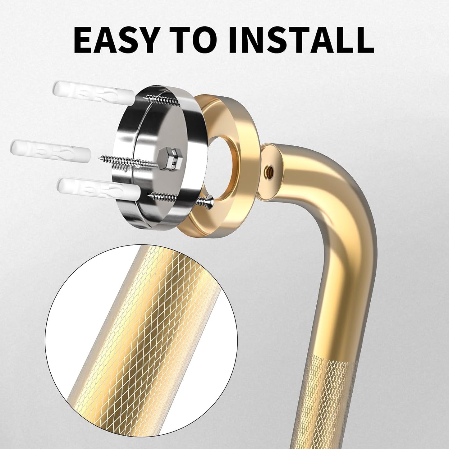 32 Inch Anti Slip Shower Grab Bar Gold, Munzong 2 Pack Bathroom Grab Bar, Knurled Bathroom Balance Bar,Safety Hand Rail Support Handicap Elderly Injury Senior Assist Bath Handle