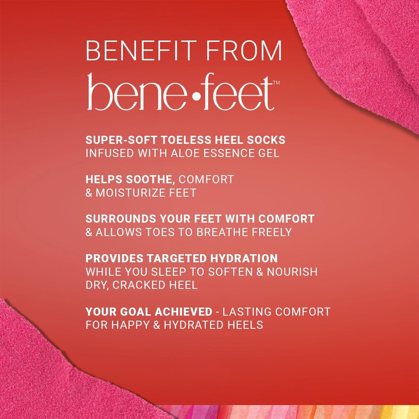 Benefeet Toeless Aloe Moisturizing Heel Socks 3 Pack - Effective Overnight Foot Rejuvenation, Targeted Hydration to Soften Dry Skin, Infused w/Coconut Oil, Aloe + Jojoba Seed Oil, 1 Pair (3 Pack)