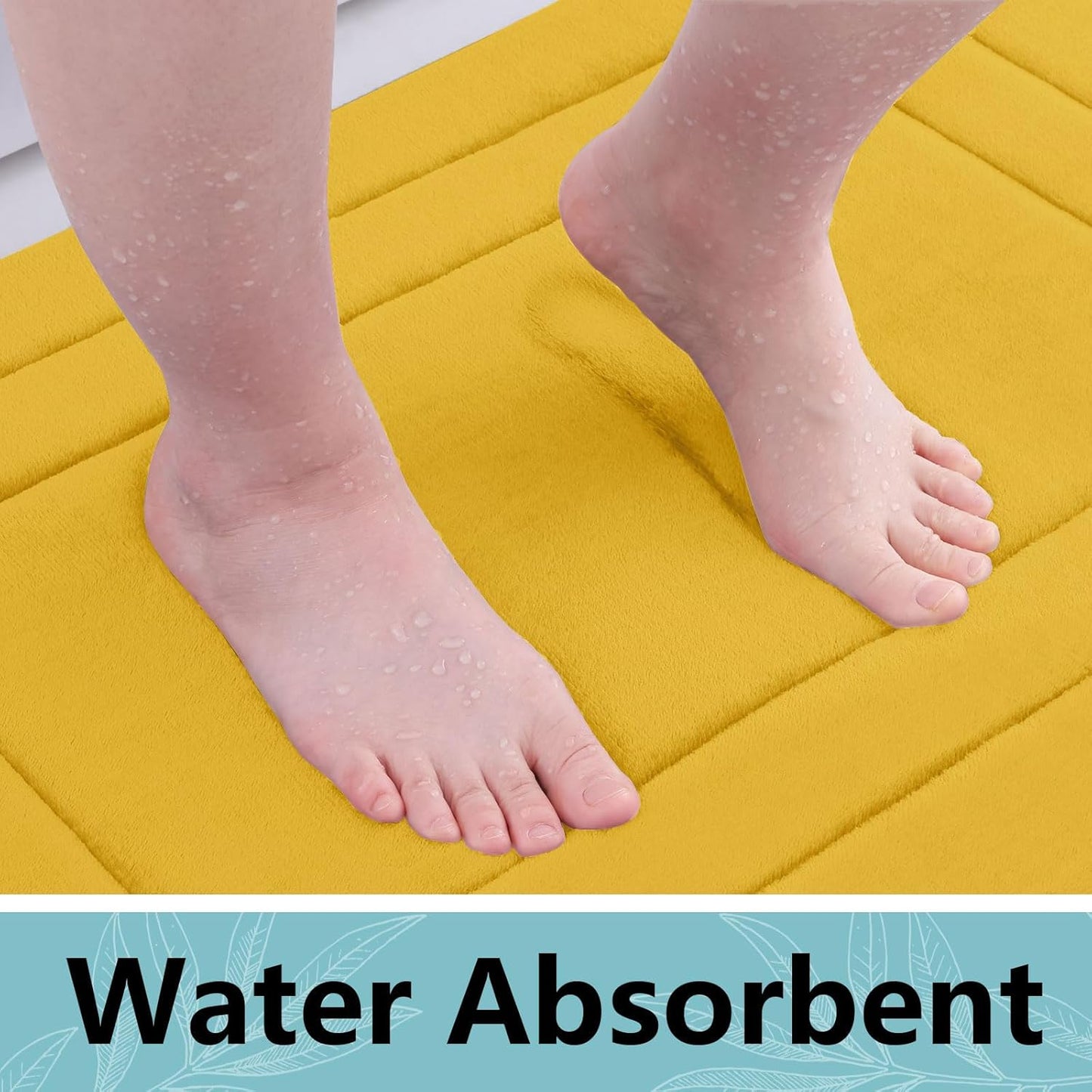 Arotive Memory Foam Bathroom Rug Mat 30x20, Ultra Soft and Absorbent Bath Mat, Machine Wash Dry, Comfortable Bath Rug Carpet for Bathroom Floor, Tub and Shower, Yellow