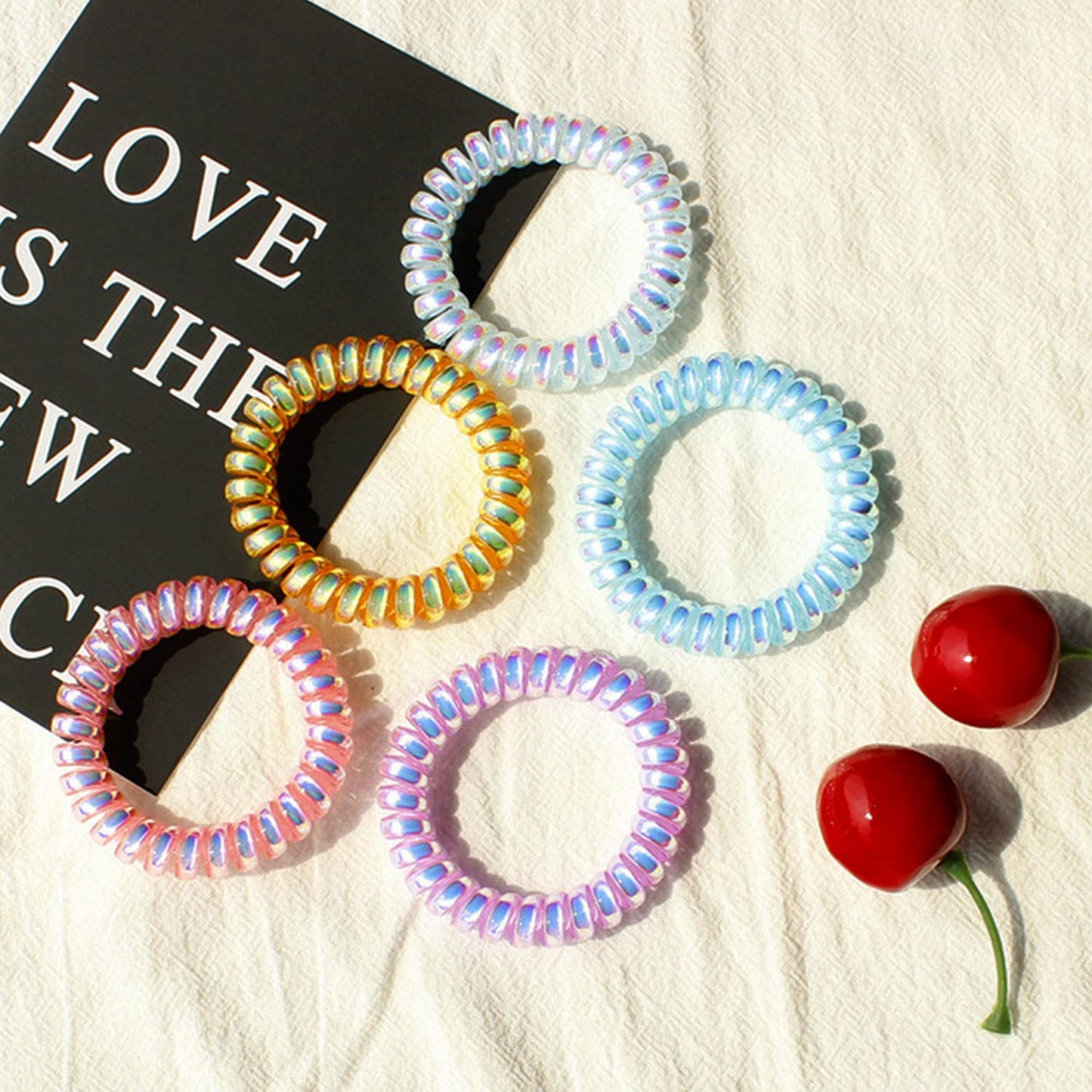 JessLab Spiral Hair Ties for Women, 10-Pack Traceless No-Damage Ponytail Holders, Coils Hair Bands for Girls, Assorted Colors