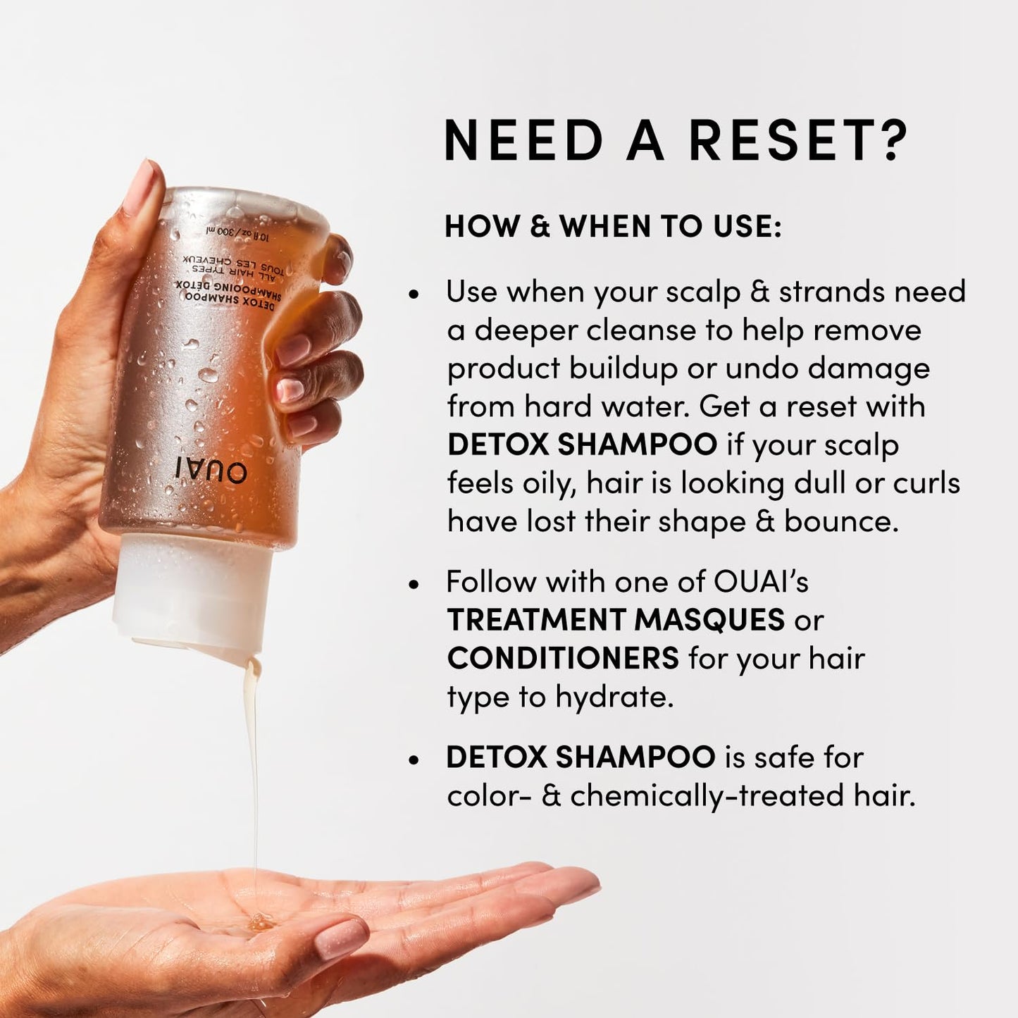 OUAI Detox Shampoo Refill - Clarifying Shampoo for Build Up, Dirt, Oil, Product and Hard Water - Apple Cider Vinegar & Keratin for Clean, Refreshed Hair - Sulfate-Free Hair Care (32 oz)