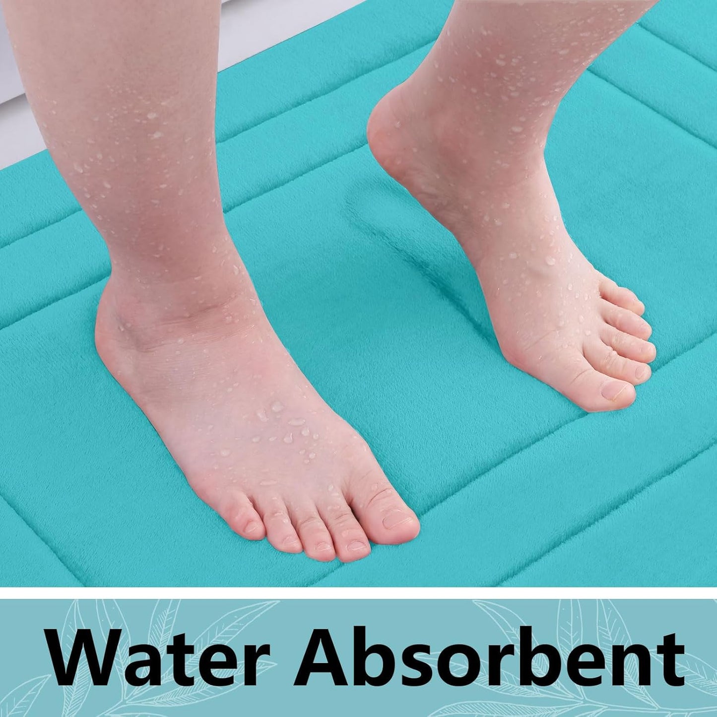 Arotive Memory Foam Bathroom Rug Mat 47x17, Ultra Soft and Absorbent Bath Mat, Machine Wash Dry, Comfortable Bath Rug Carpet for Bathroom Floor, Tub and Shower, Teal