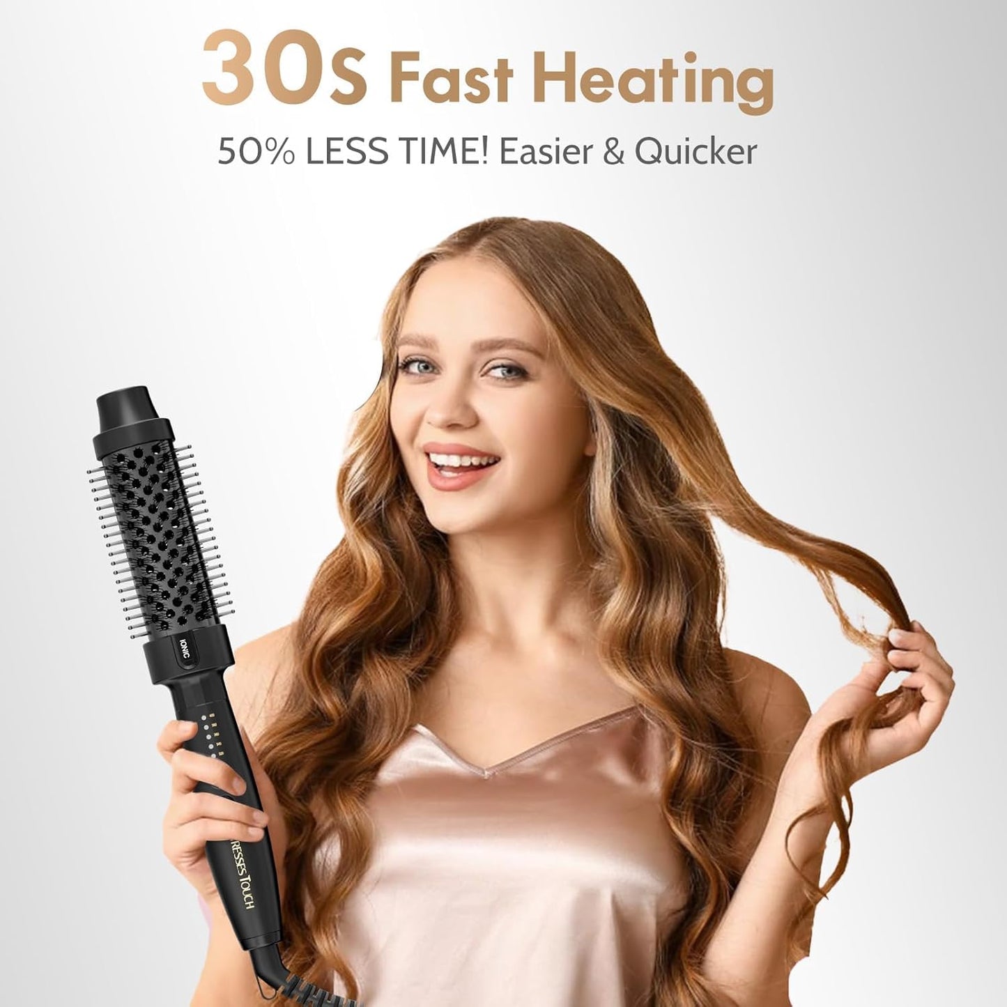 Thermal Brush 1.5 Inch, Heated Round Brush for Blowout Look, Negative Ion, 5 Temp Settings, Tourmaline Ceramic, Dual Voltage for Travel, Easy to Use, Less Damage, Makes Hair Shinier & Smoother