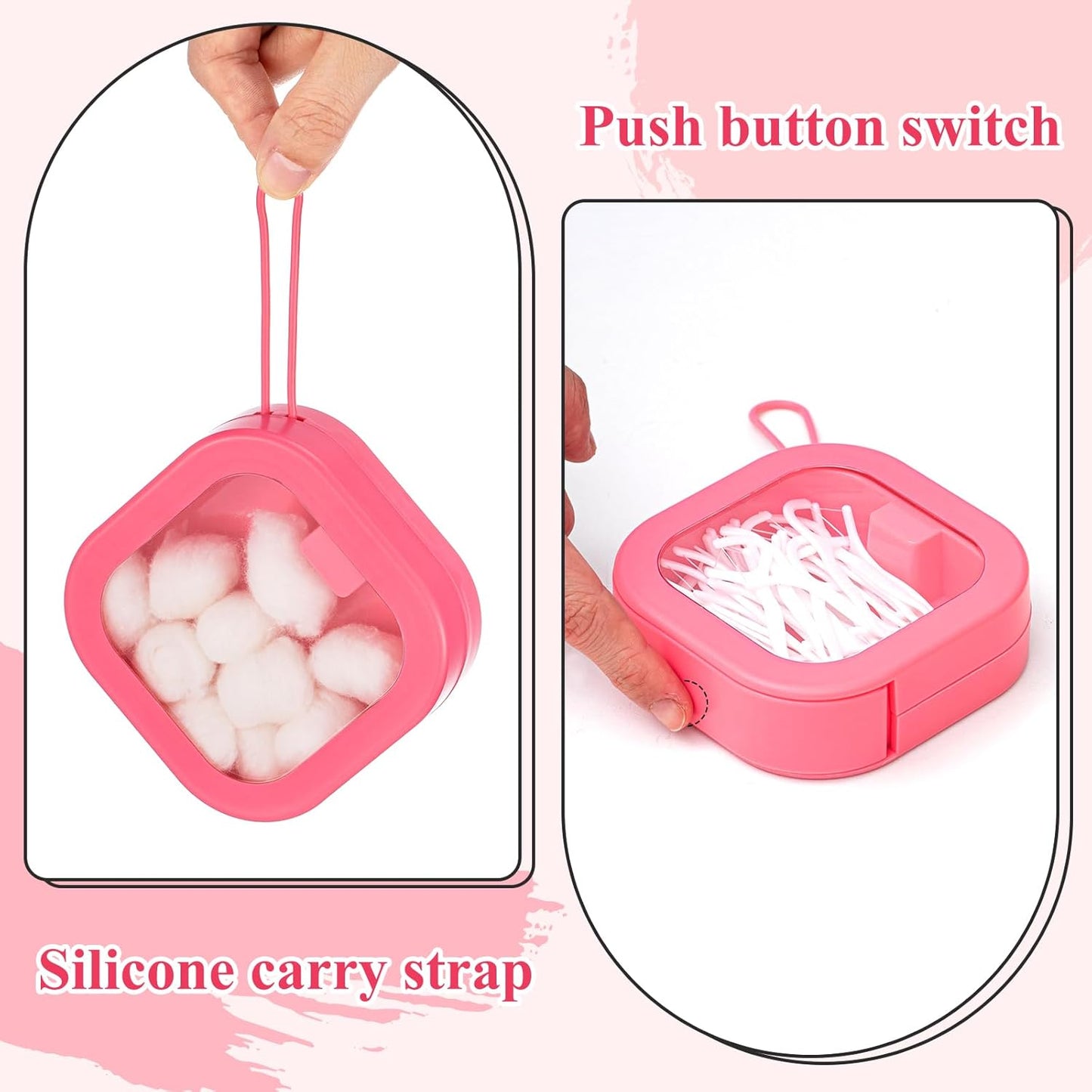 Kathfly 4 Pcs Pink Color Hair Tie Organizer Portable Hair Accessory Storage Containers Stackable Tie Bobby Pin Holder Home Cotton Swab Dispenser Accessories Jewelry Organizer Box