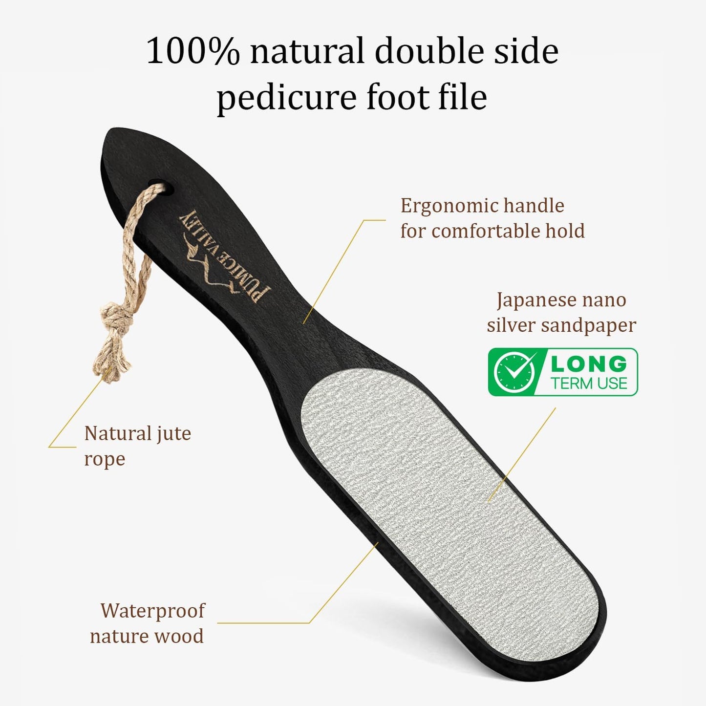 Pumice Stone Foot Scrubber - Pedicure Foot File with Handle for Dry Dead Skin - Callus Remover for Feet - Foot Scraper - Exfoliating Brush for Heels, Elbows, Hands