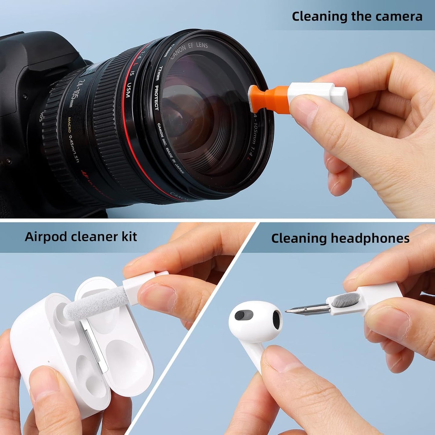 Keyboard Cleaning Kit Laptop Cleaner, 10-in-1 Computer Screen Cleaning Brush Tool, Multi-Function PC Electronic Cleaner Kit Spray for iPad iPhone Pro, Earbuds, Camera Monitor, All-in-one with Patent