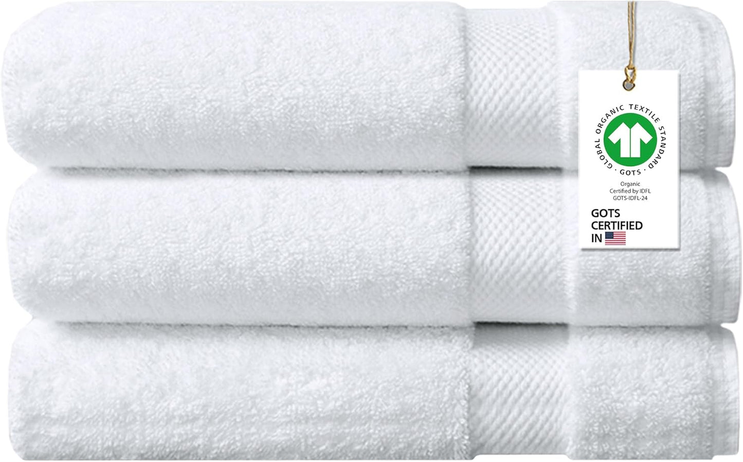 Delara 100% Organic Cotton Towels 650 GSM Plush Feather Touch Quick Dry Bath Sheet, Pack of 3 GOTS Certified, Oeko-Tex Green Certified, Organic Cotton Bath Sheet, 36"X70"