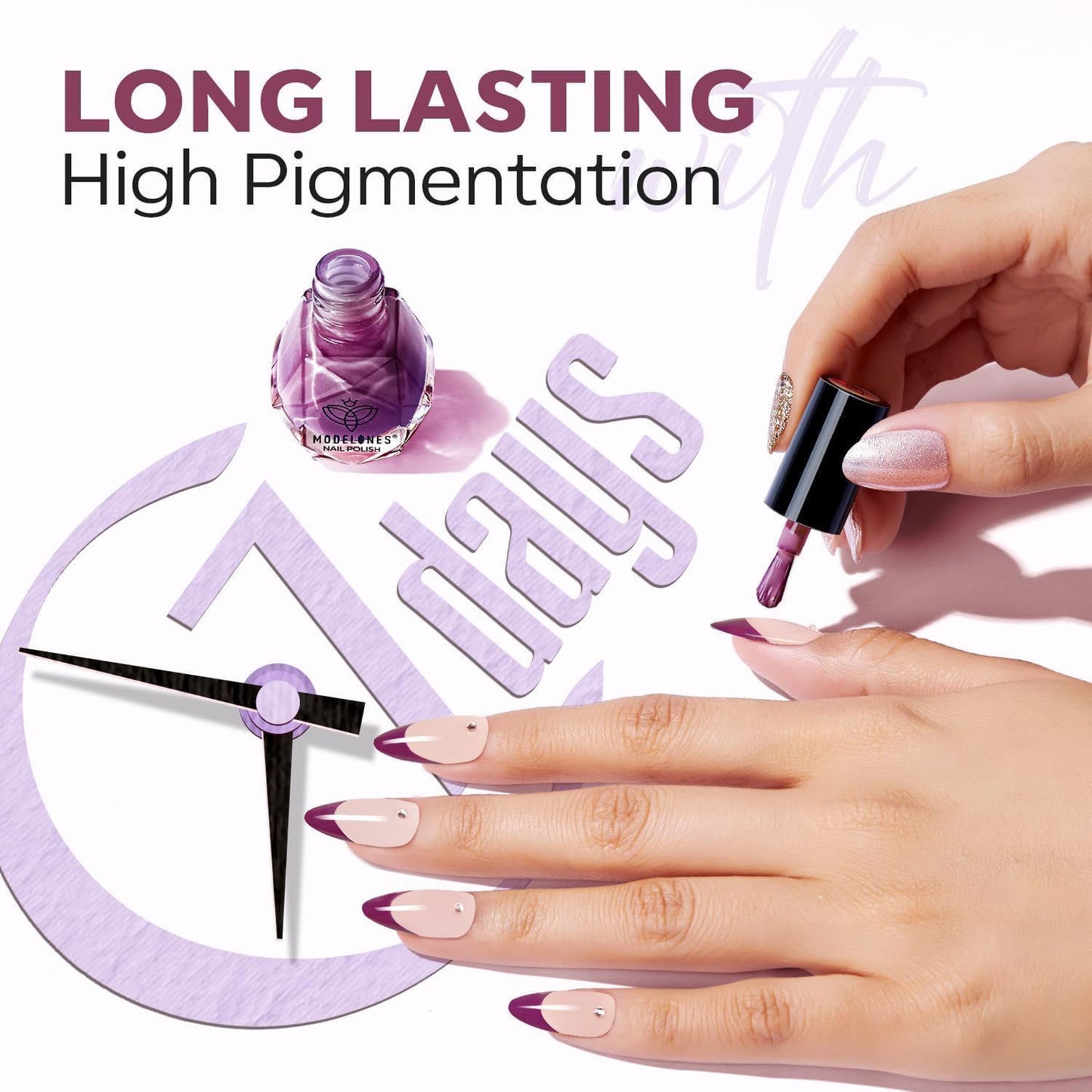 modelones Nail Polish Set 12 Colors Pearl White Nude Glitter Blue Pink Purple Quick Dry Mini Nail Lacquer Kit, Christmas Holiday Manicure Gifts for Women Girl Shimmer Home DIY Finger Toe Nail Art