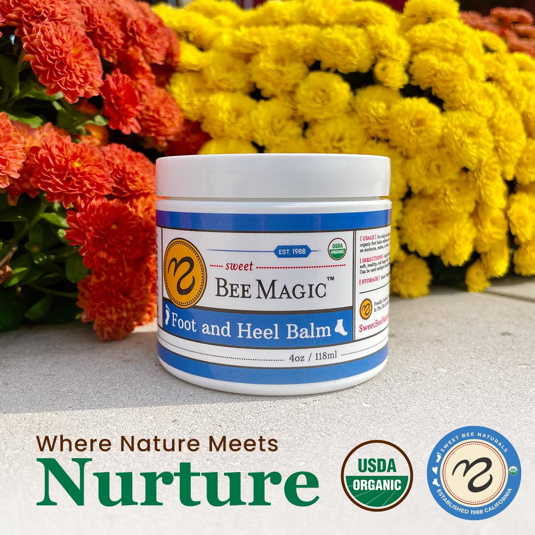 Sweet Bee Naturals All-Natural Organic Foot and Heel Balm – Deep Moisturizing for Dry, Cracked Feet, Heel Care & Callus Softening – Smooth & Nourish Rough Skin – Made with Care – 2 Jars (8 OZ)