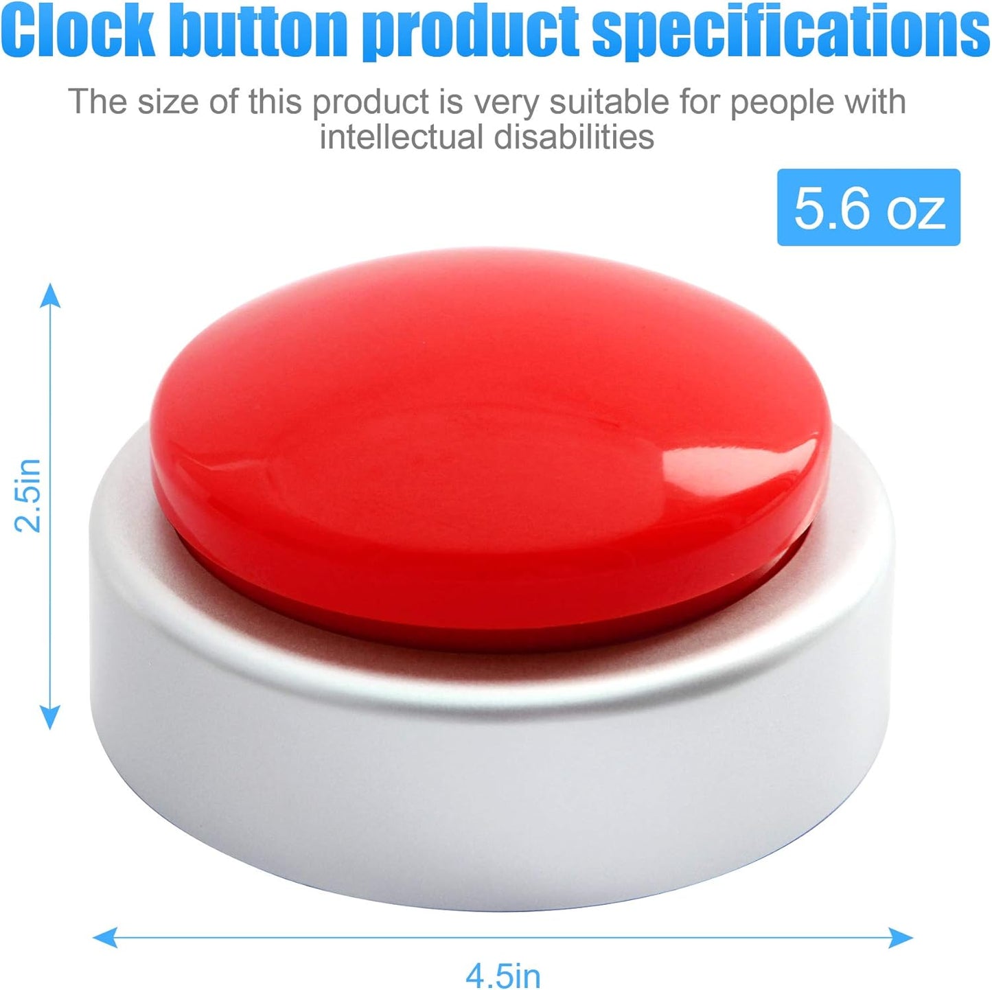 Large Talking Button Clock, Talking Alarm Clock with Volume Control Telling Time and Day of The Week Alarm Gift Clock for Mother Father Seniors Elderly Blind People - (Red and Silver)