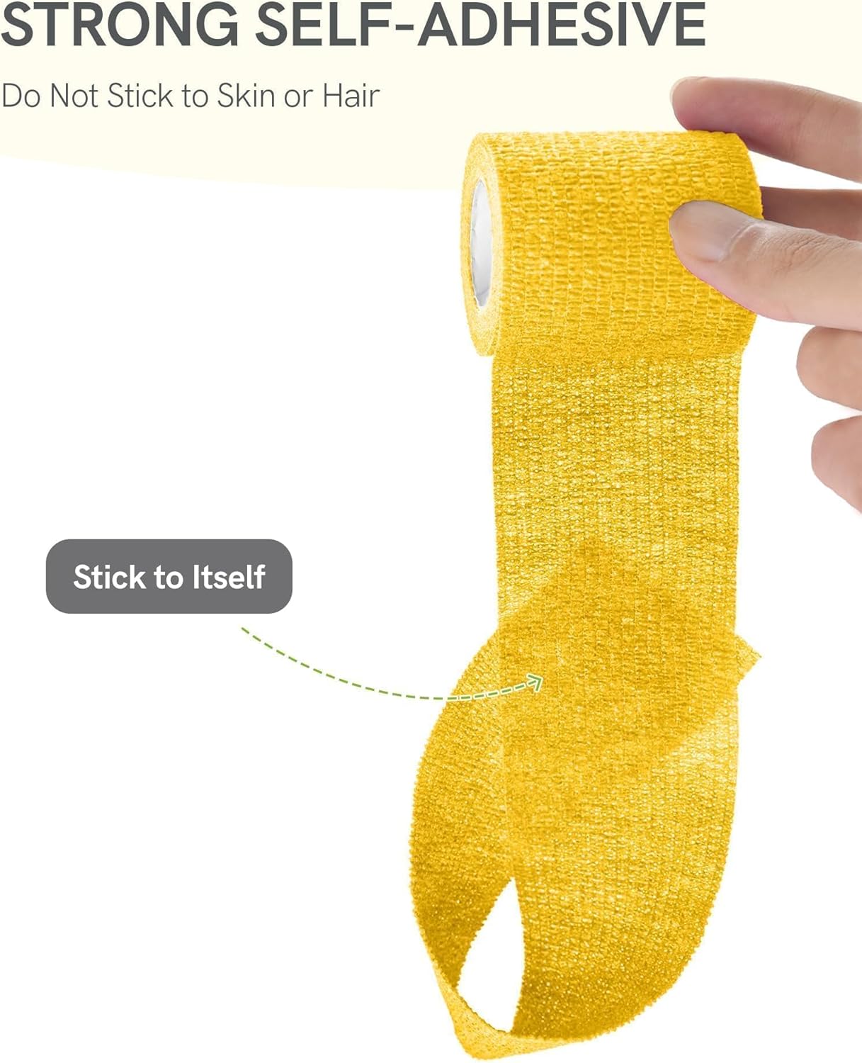 FriCARE Self Adhesive Bandage Wrap, Medical Tape in First Aid Kit, Cohesive Bandages for Wounds Sport Vet, 2 Inches X 5 Yards 6 Rolls, Yellow