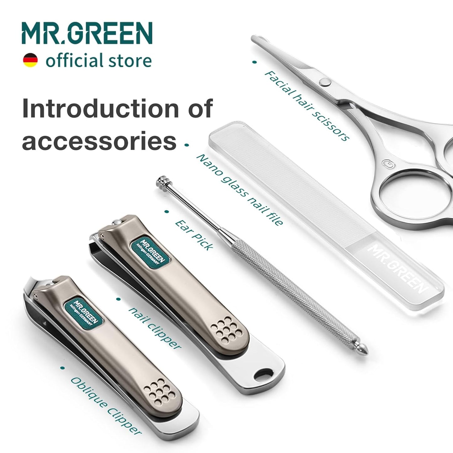 MR.GREEN Colorful Manicure Set Practical Pedicure Kits Nail Clippers Personal Care Tools Facial Hair Scissors with Fashion Case (Mr-6685 Brown)