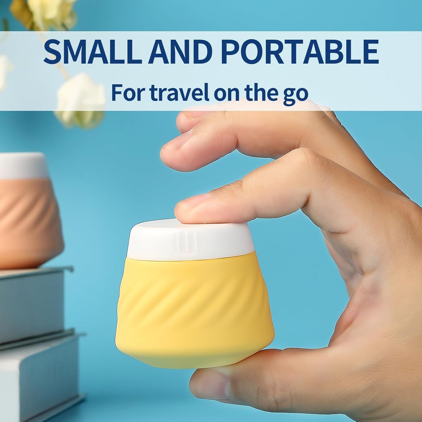 Gemice Travel Containers for Toiletries, Silicone Cream Jars TSA Approved Travel Size Containers with Toiletry Bag, Wide Mouth Leak-proof Travel Accessories with Lid for Cosmetic Cream (4 Pack)