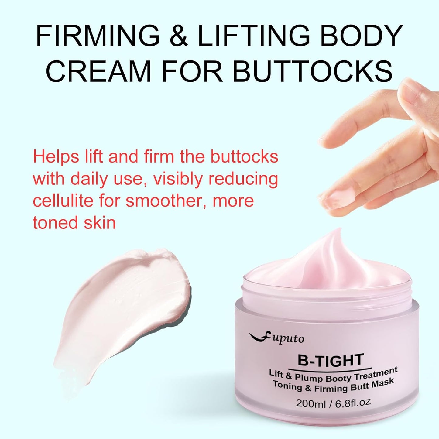 B-TIGHT Body Cream, 200ml Leave-On Booty Enhancing Mask, Firming & Moisturizing Cream, Leave-On Cellulite Mask - Improves Skin Tightness in Buttock Area, Lift sagging skin - 6.76 oz