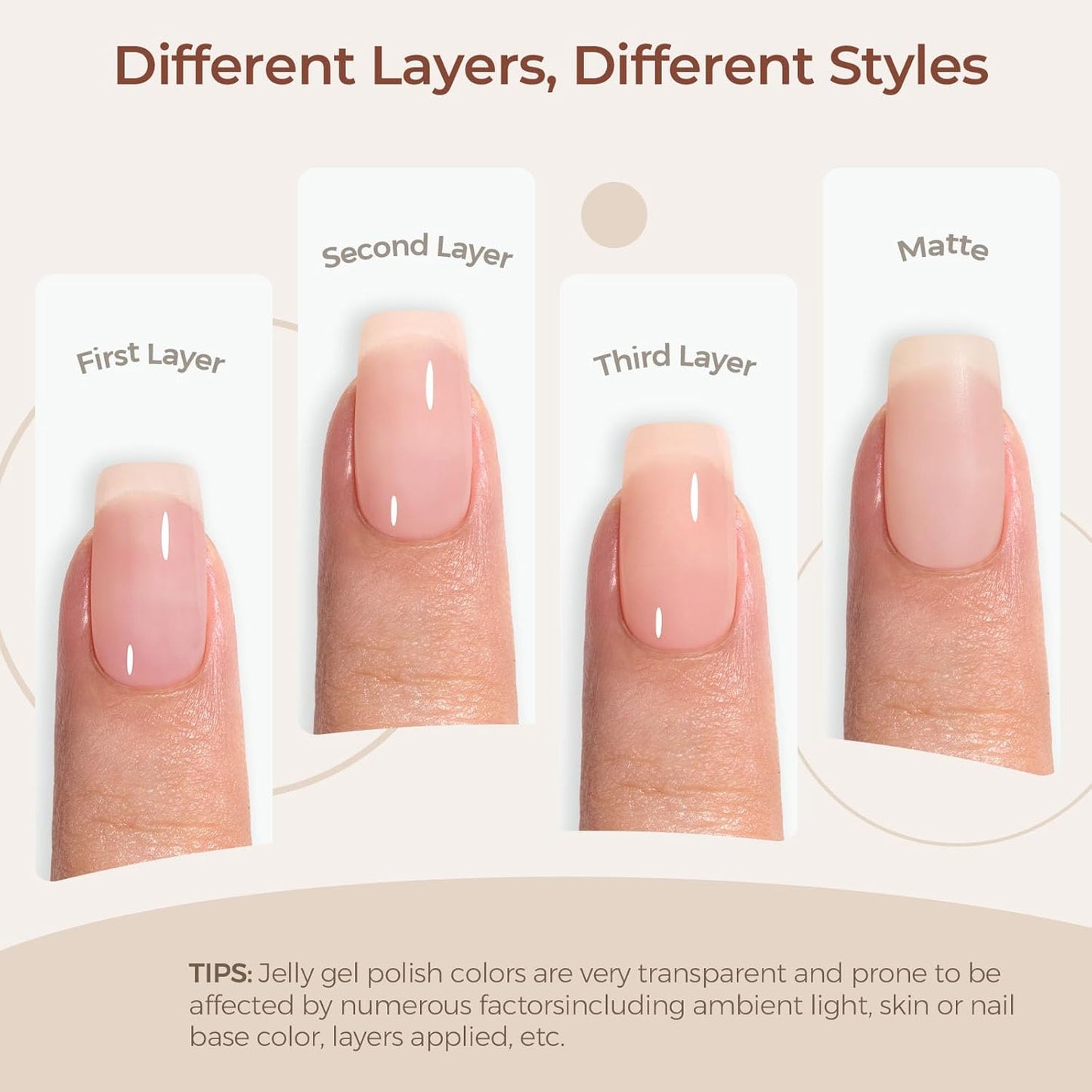 AILLSA Nude Gel Polish - Jelly Gel Nail Polish Nude Pink Translucent Soak Off U V Gel Polish Neutral Color Nail Gel Polish for Nail Art French Manicure at Home 0.51 Fl Oz GB60