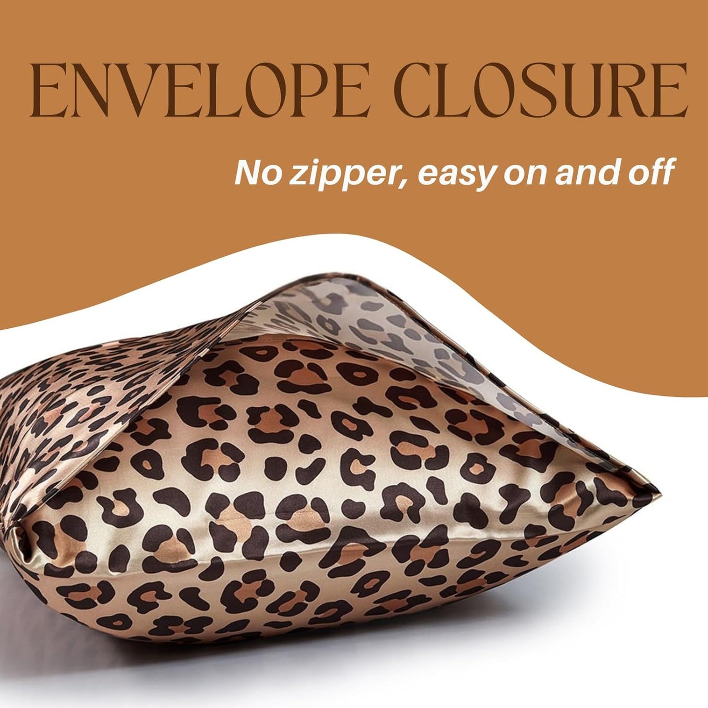 Silky Satin Toddler Pillowcases Pack of 2, 13x18 Inches Cheetah Print Travel Pillowcases with Envelope Closure, Small Kids Pillow Cases Covers, Gold Leopard