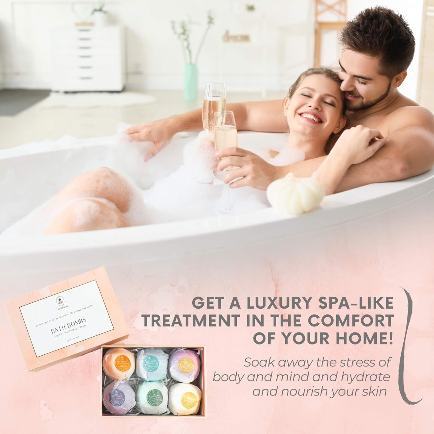 Levitural Bath Bombs Gift Set – Organic & Natural Spa Fizzies for Relaxation, Moisturizing, and Aromatherapy – Perfect for Women, Men, and Kids