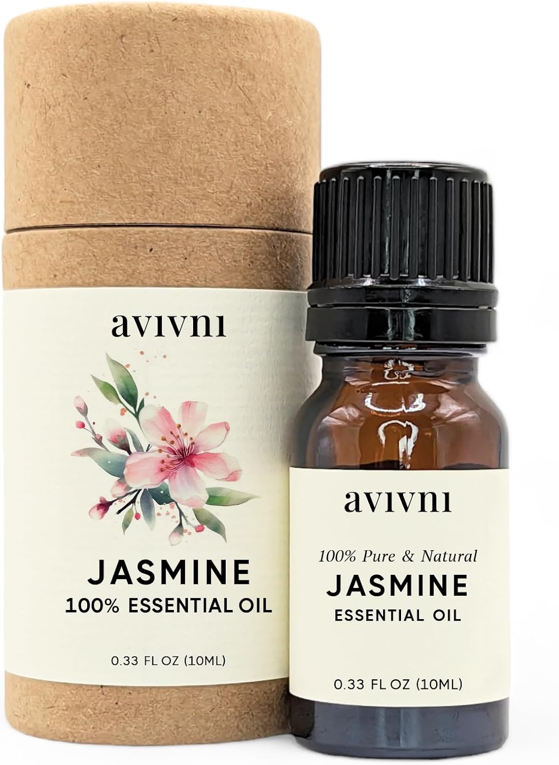 Avivni Jasmine Essential Oil - 100% Pure & Natural, Undiluted for Aromatherapy, Skin, Hair, Diffuser (0.33oz - 10ml)
