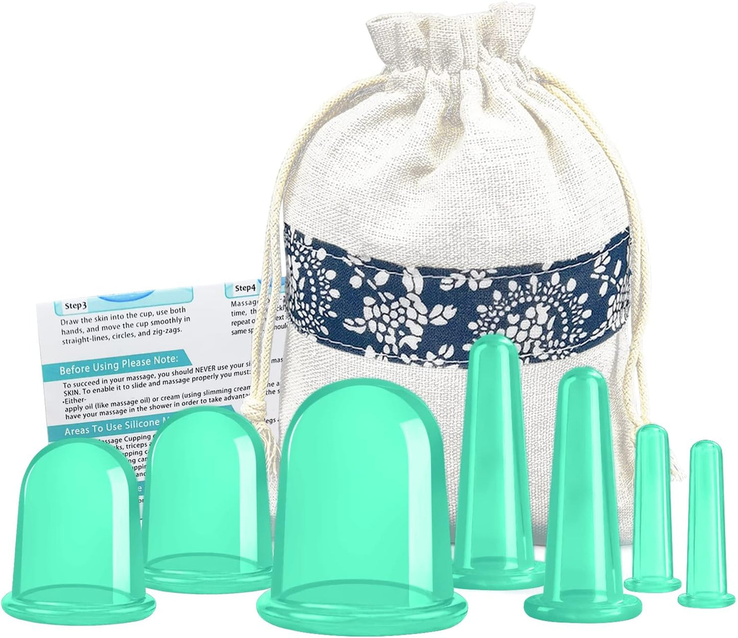 Silicone Cupping Therapy Set - Facial Cupping Set - Cellulite Cup -Face and Body Cupping Massager - Vacuum Suction Cups - Cellulite Remover Muscle Relaxation Home Use 7PACK