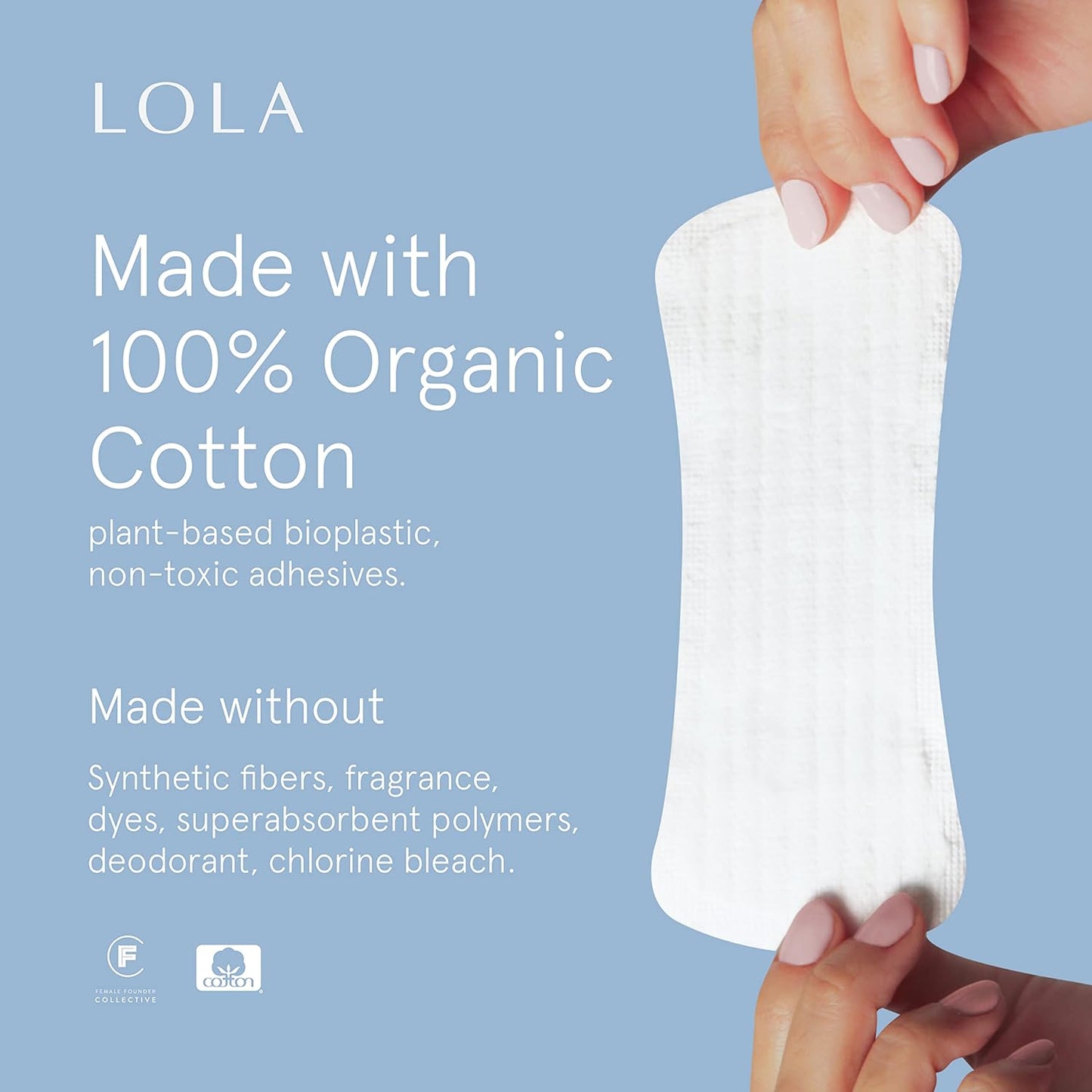 LOLA Ultra Thin Liners, 112 Count - Organic Cotton Panty Liners for Women, Hypoallergenic Pads for Women, HSA FSA Approved Products Feminine Care