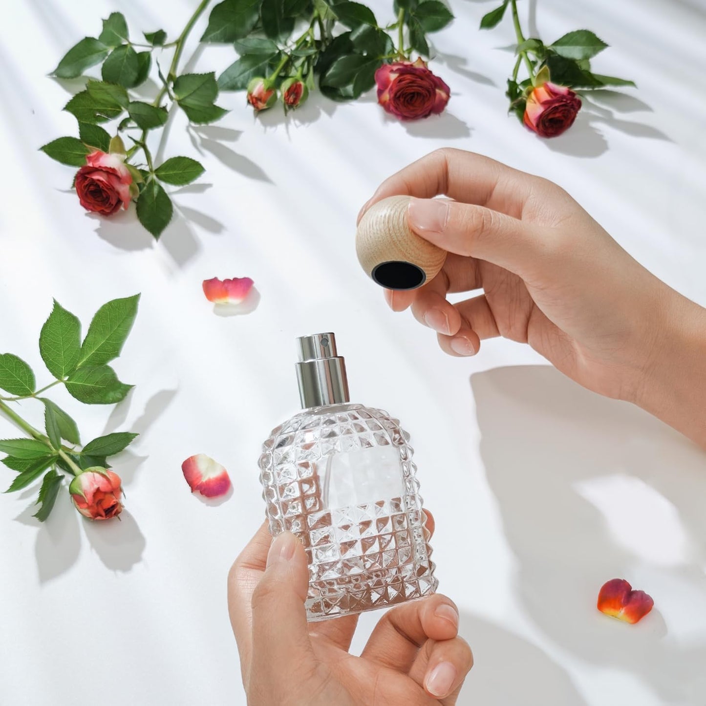 50ml/1.7 Oz Glass Spray Bottle Perfume Atomizer,Perfume Travel Refillable Spray Bottle Empty with 3 Kinds of Dispenser (A1)