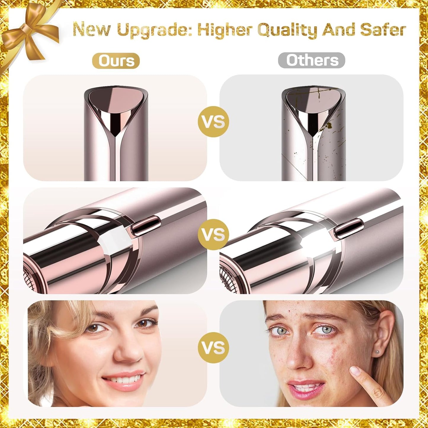 gurelax Facial Hair Remover for Women, Painless Hair Removal Device(with 2 x Replacement Heads) -Best Touch Face Shaver for Mother/Wife/Girlfriend, Electric Razors for Upper Lip, Chin