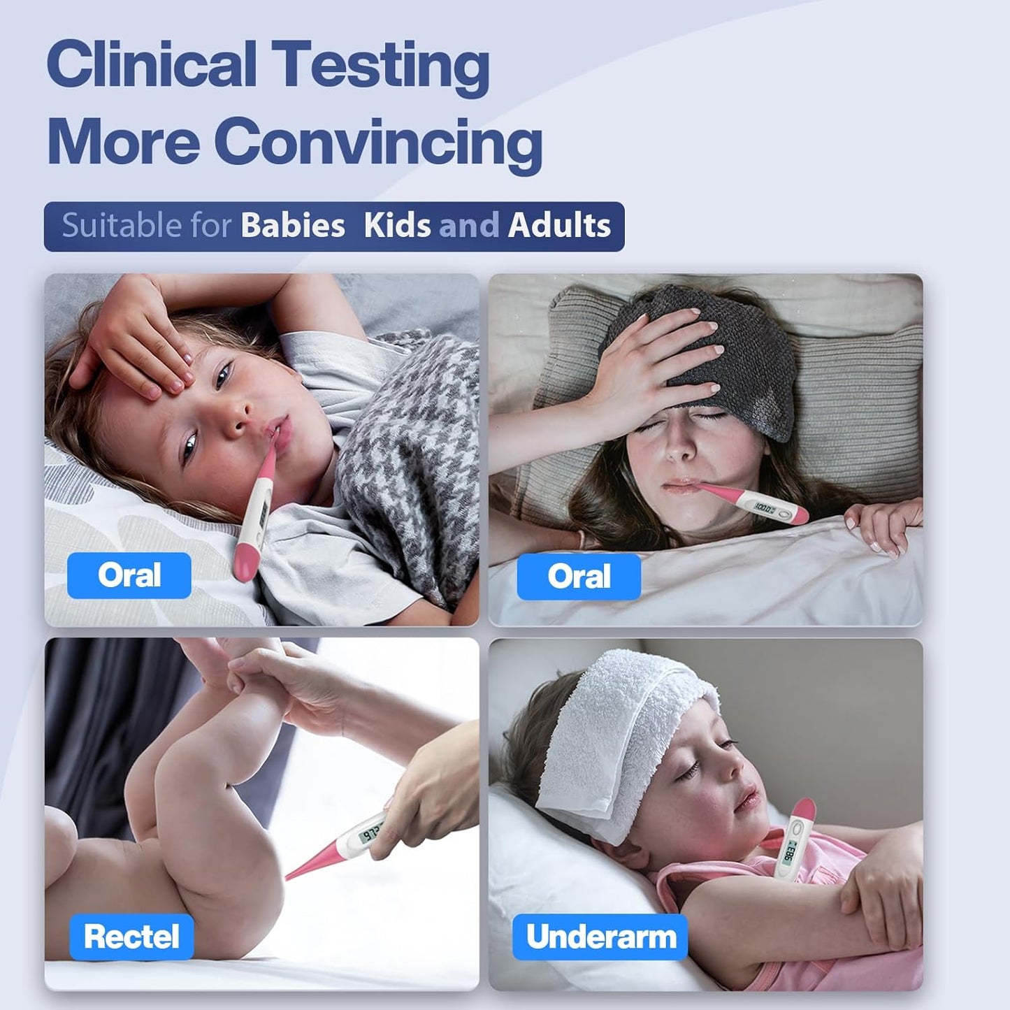 Boncare 10 Seconds Oral Thermometer for Adults and Kids - Accurate & Safe Rectal Thermometer for Baby with Fever Alarm, Digital Thermometer (Pink)