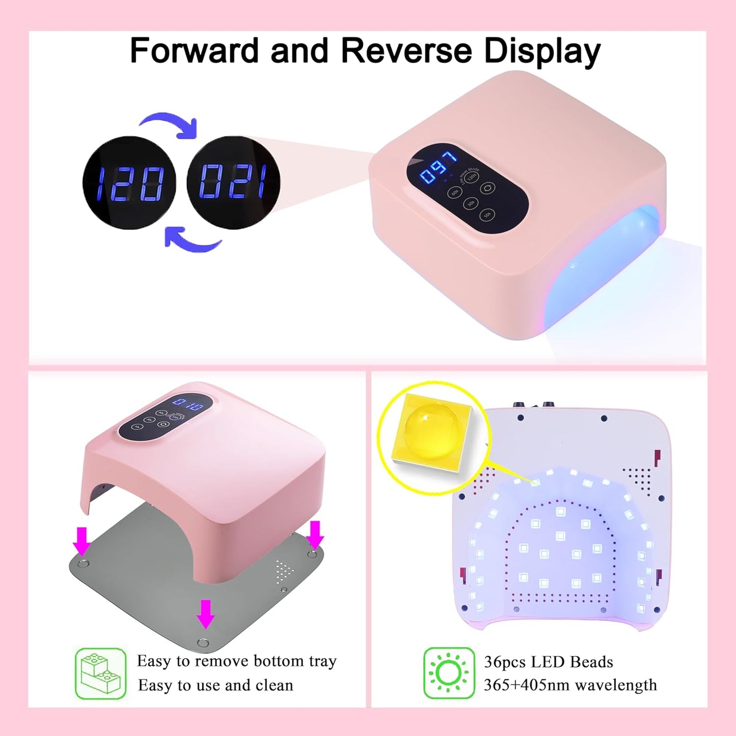 𝐔𝐩𝐠𝐫𝐚𝐝𝐞𝐝 72W Cordless Led Nail Lamp, Rechargeable Nail Dryer, Portable Gel UV Led Nail Light with Metallic Reflector Base, Professional Gel Curing Lamp with 4 Timer Setting for Home and Salon