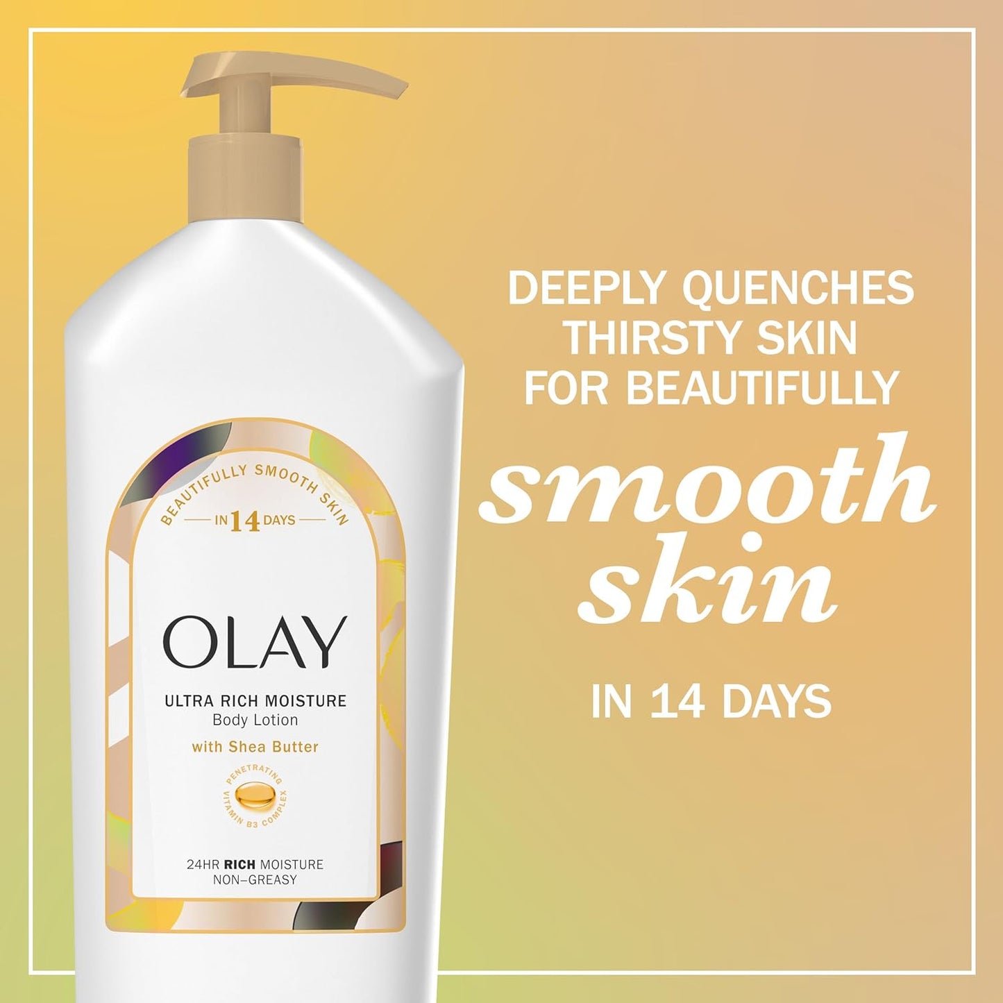 Olay Body Lotion for Women, Ultra Rich Moisture, 24hr Moisturizing & Deep Hydration, Absorbs Instantly, Penetrating Vitamin B3 Complex, For All Skin Types, Shea Butter Scent, 18 fl oz