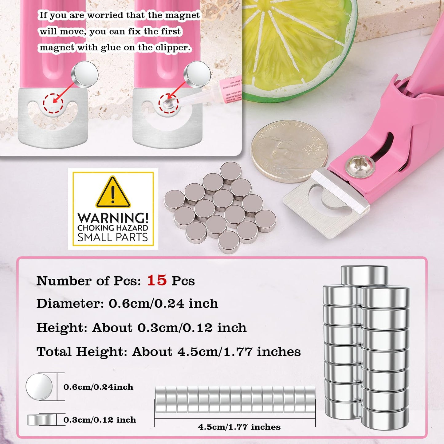 Light Pink Premium Nail Clippers with Magnets Sizers for Acrylic Nails, Artificial Fake Nail False Nail Tip Cutter Trimmer Manicure Pedicure Sharp Blade Clip Tool For Salon Home Art Beauty