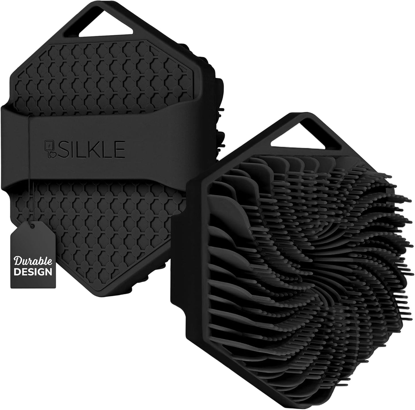 Silicone Body Scrubber - Exfoliating Bath Brush and Skin Cleanser - Shower Sponge for Gentle Body Scrub and Wash - Silicone Scrubbing Care Tool for a Refreshed and Renewed You - Black