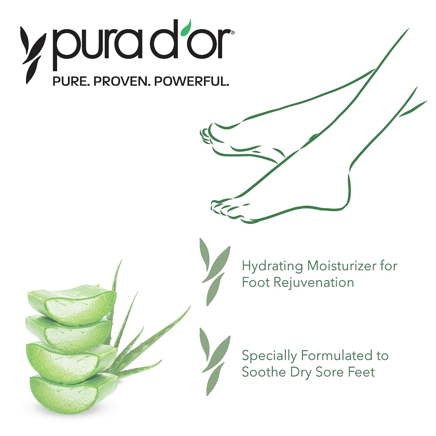 PURA D'OR 16 Oz FootFocus Organic Aloe Vera Gel For Severe Cracked Heel Repair Foot Care Products - Soothes Sore Feet Extra Strength Feet Care - Vitamin E, Peppermint, Tea Tree & Eucalyptus Oil