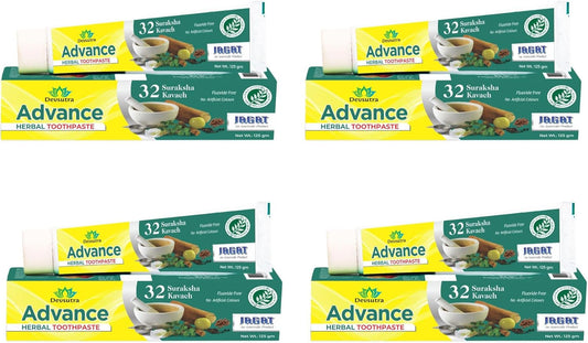 Jagat Devsutra Advanced Toothpaste | Doctor Recommended Ayurvedic, Organic & Herbal | 100% Natural Teeth Whitening, No Fluoride & Artificial Colors, Gum Cure, Vegan - Pack of 4