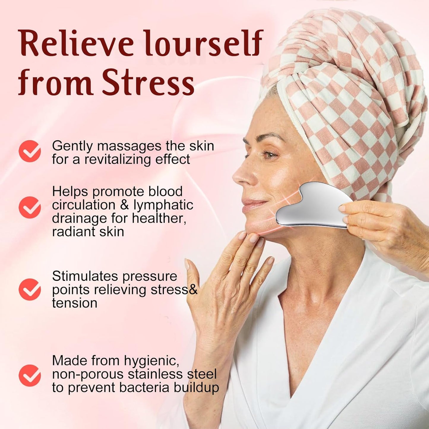 Gua Sha Facial Tools and Face Roller Set, Stainless Steel Facial Sculpting Eyes Roller Guasha for Face, Chin & Jawline Sculpting,Skin Care (Stainless Steel)