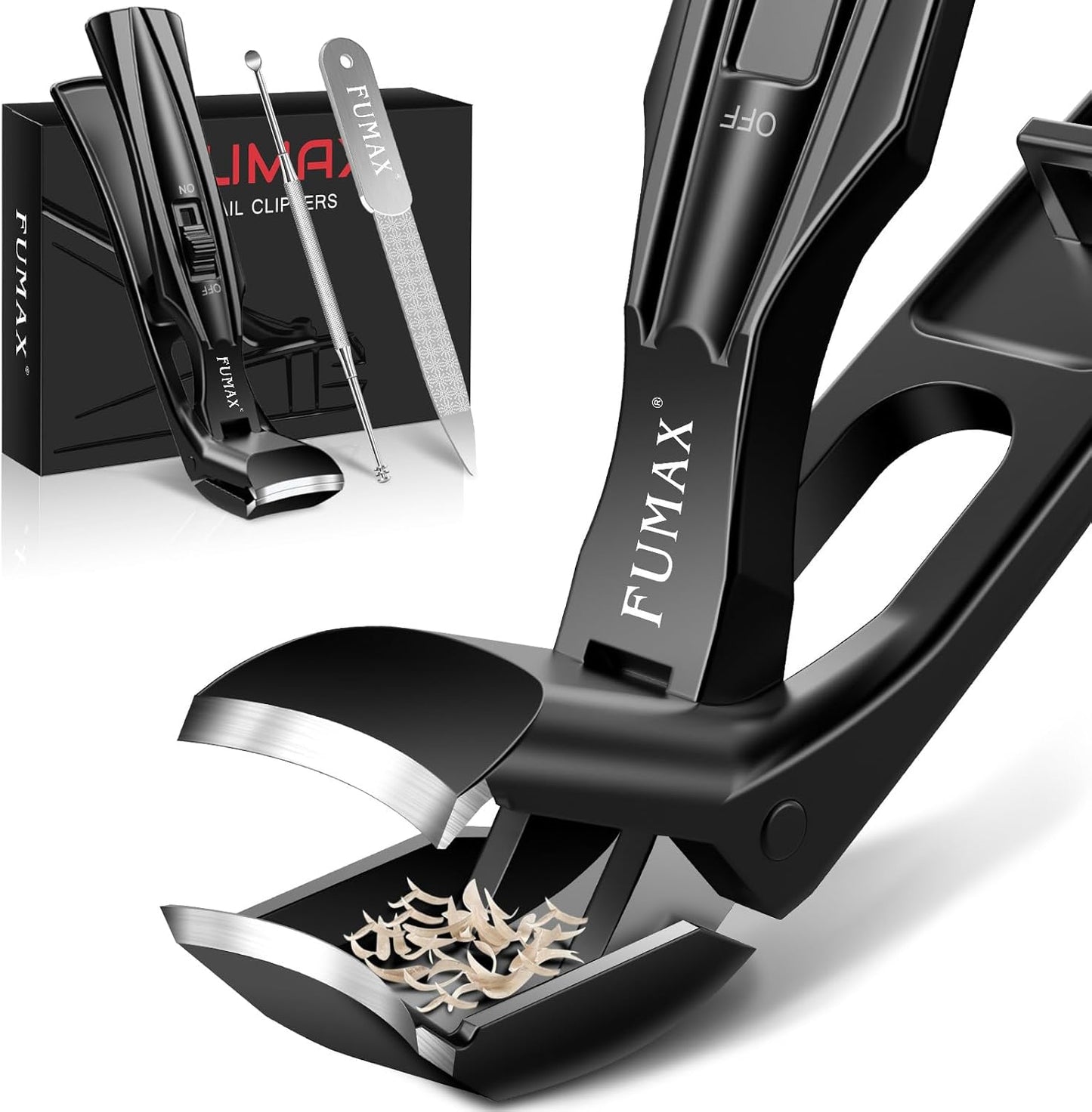 Toenail Clippers for Thick Toenails for Seniors, Large Angled Toe Nail Clippers for Men Thick Nails with Wide Jaw Opening, Heavy Duty No Splash Nail Clippers with Catcher Gifts for Men & Women