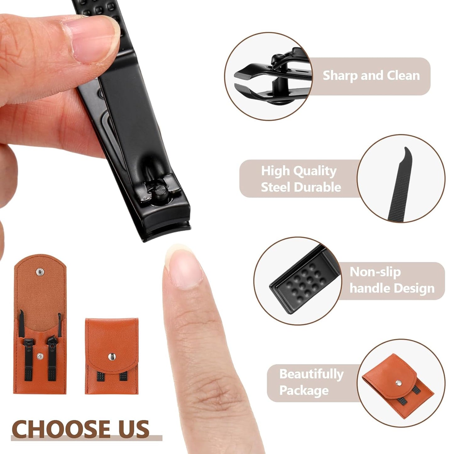 Geosar 50 Set Travel Manicure Kit Nail Clippers Pedicure Professional Nail Care Tools Stainless Steel Grooming Set with Portable Travel Case Gifts for Mother Father(Brown)