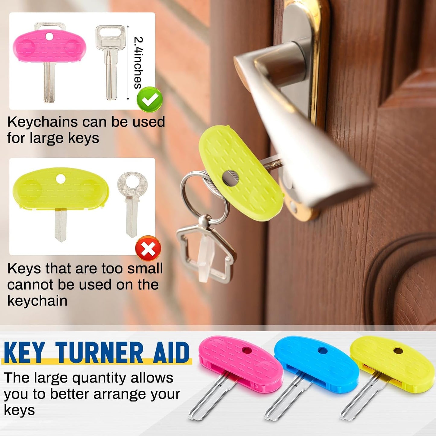6 Pack Easier to Grip Key Turner Aid Bright Aid Key Turners for Arthritis Reumatoide Disability Parkinson Colorful Turner for Weak or Elderly Hands Daily Door Lock Bulk